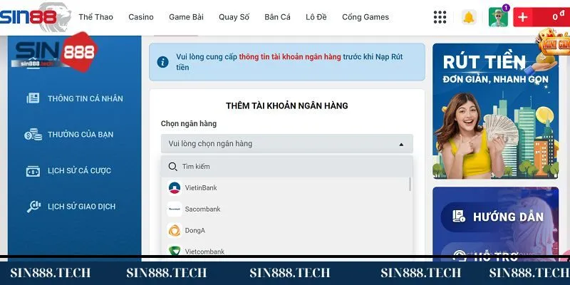 Lựa chọn tài khoản ngân hàng muốn thêm vào Lựa chọn tài khoản ngân hàng muốn thêm vào