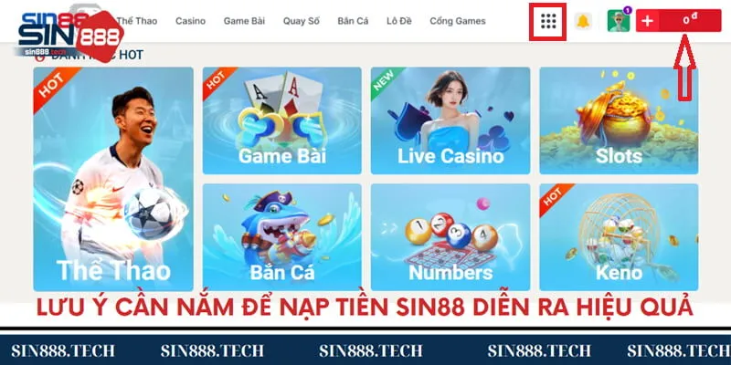 Lưu ý cần nắm để nạp tiền Sin88 diễn ra hiệu quả Lưu ý cần nắm để nạp tiền Sin88 diễn ra hiệu quả