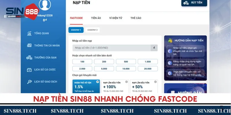 Nạp tiền Sin88 nhanh chóng nhờ Fastcode Nạp tiền Sin88 nhanh chóng nhờ Fastcode